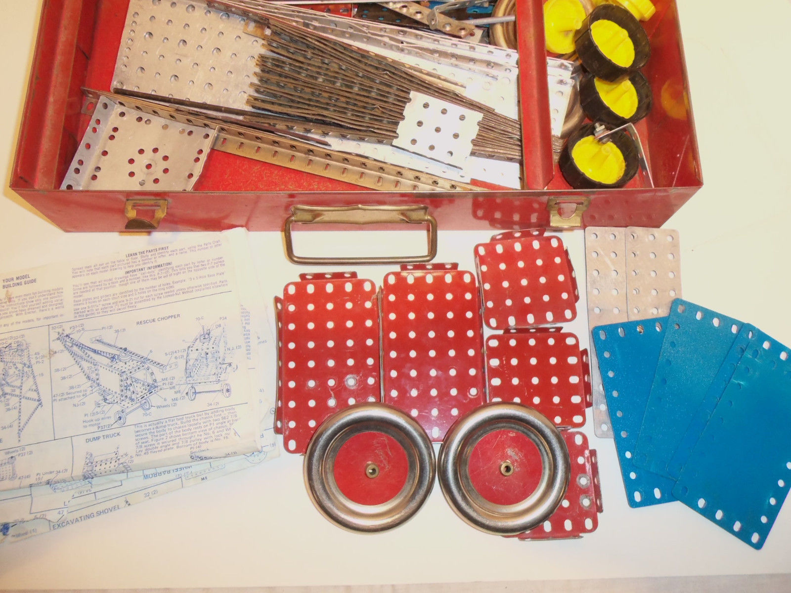 Vintage Gilbert Erector Set Box No 6 1/2 Red Metal Case Toy Building Parts Hobby - Pre-1980