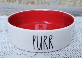Rae Dunn Magenta Letters PURR White Red Round Cat Kitty Pet Food Water B... - $19.79