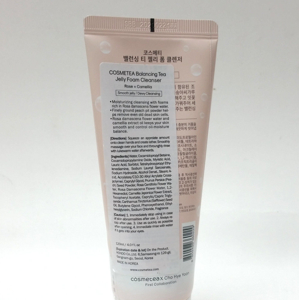 Cosmetea Balancing Tea Jelly Foam Cleanser 4 oz Rose & Camellia Flower