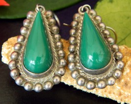 Vintage diaz santoyo cjb earrings sterling silver green onyx mexico thumb200
