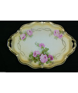 Antique Royal Rudolstadt Prussia Pink Roses Cream Gold trim Porcelain Pl... - £118.46 GBP
