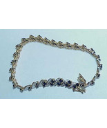 10K 3.00Ct Blue Sapphire Diamond Swirl Bracelet Yellow &amp; White Gold 58 B... - $589.99