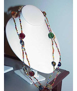 Vintage Venetian Art Glass Gripoix Necklace Sautoir 46&quot; Glass Beads Cont... - $89.99