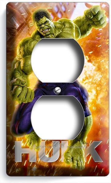 THE INCREDIBLE HULK SINGLE DUPLEX OUTLET WALL PLATE COVER BOYS BEDROOM ROOM ART