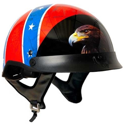 Confederate Flag Motorcycle Helmet DOT Approved Biker Half Helmet