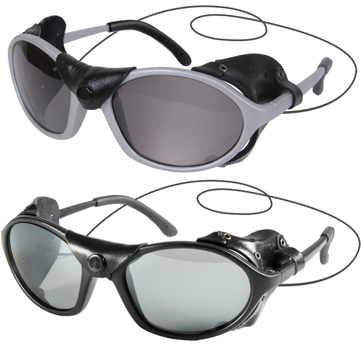 Tactical Flying Sunglasses Wind Side Guard Leather Panel UV400 Lense