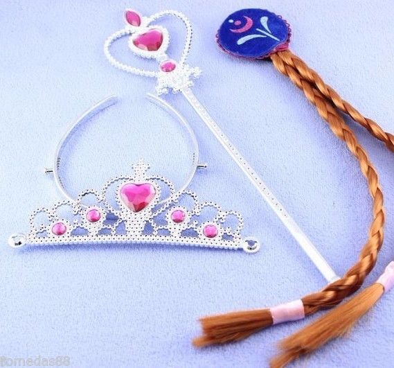 Princess Anna Cosplay Costume Party Crystal Headband Tiara Crown Magic Wand set