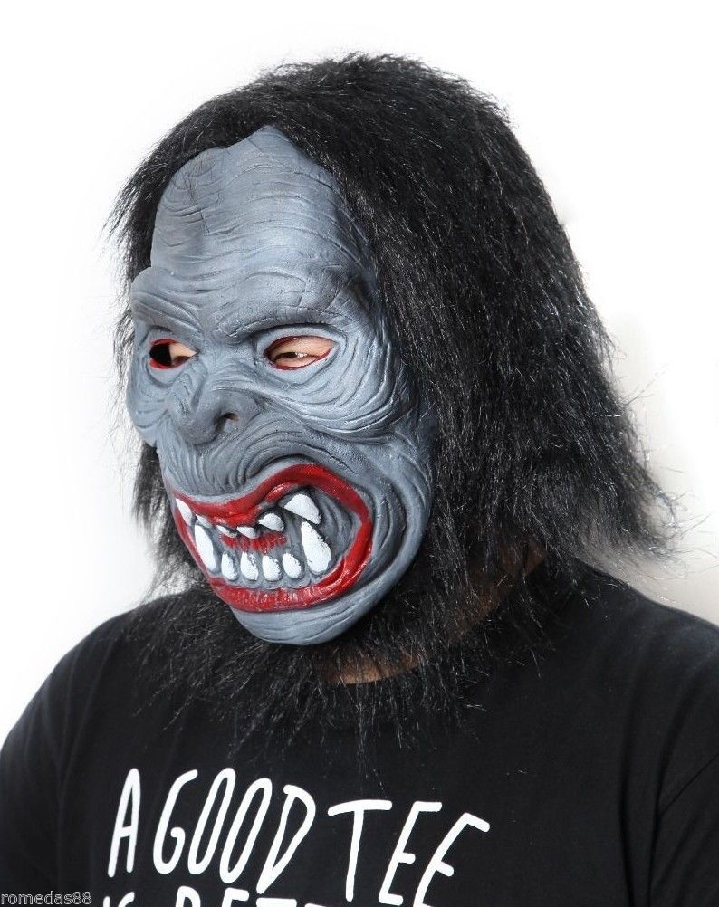 Hairy Black  Ape Halloween Funny Scary Costume Mask