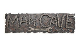 Man Cave Wall Plaque 19.7" Long Masculine Brown Poly Stone Chain Link Look Men  - $34.64
