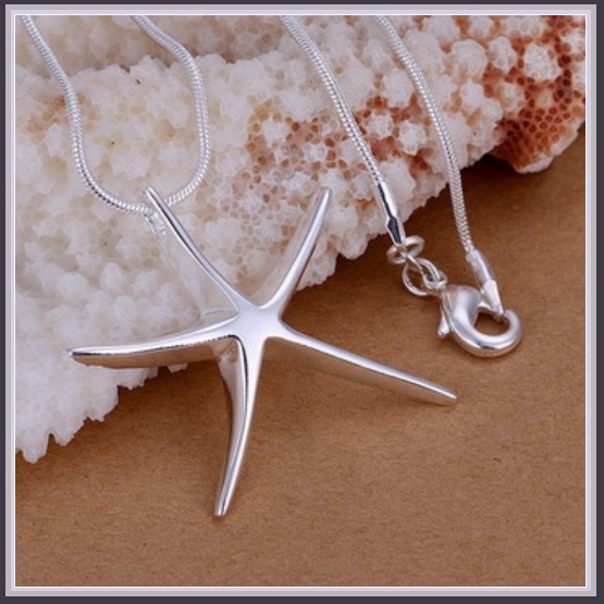 Silver Starfish Good Luck Sea Charm Pendant Unisex Lobster Claw Clasp ...