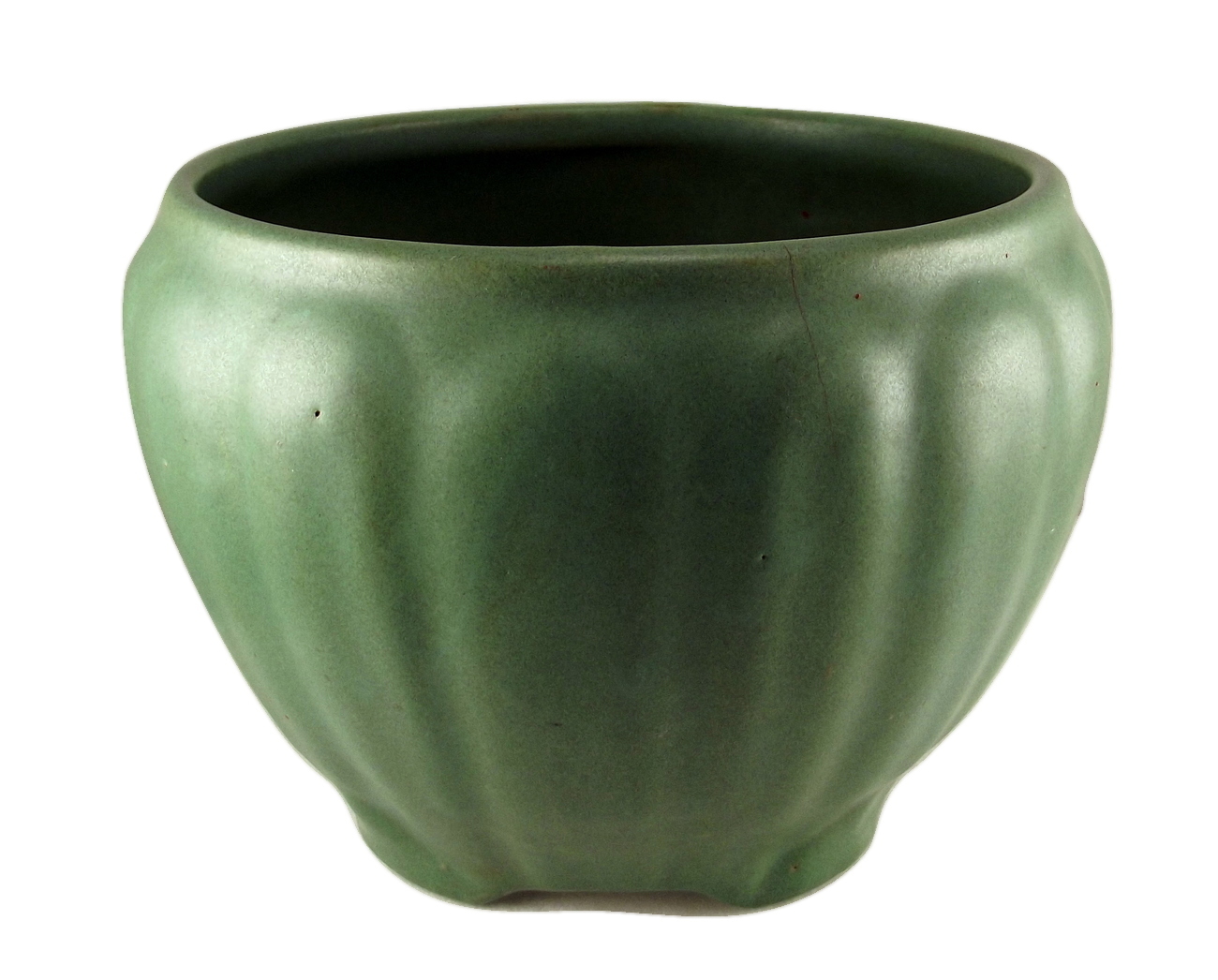 Zanesville Pottery matte green jardiniere planter 1930s Ohio USA