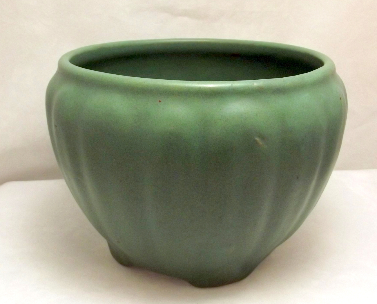 Zanesville Pottery matte green jardiniere planter 1930s Ohio USA