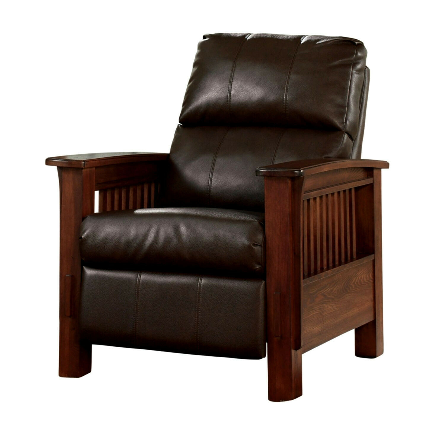 Oak Mission Craftsman Shaker LeatherLike Morris Recliner New! Made