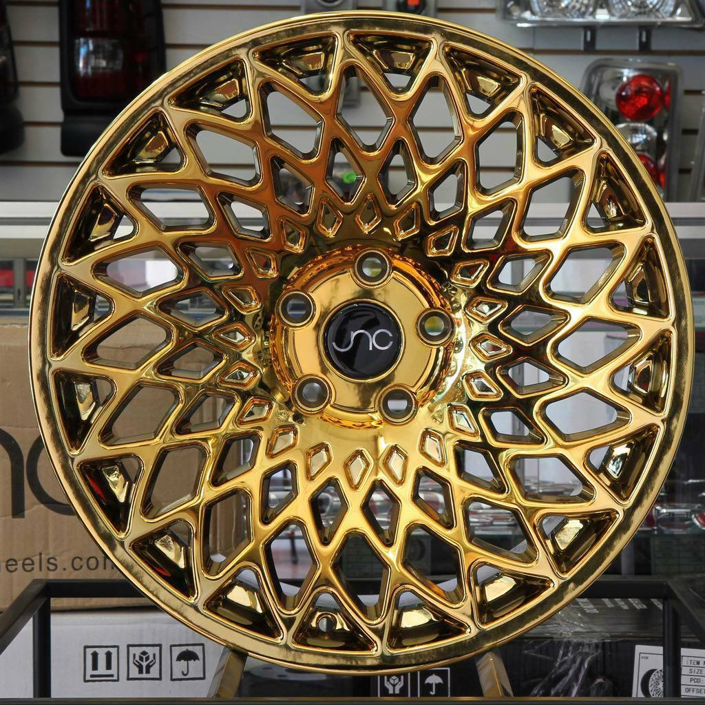 18x8.5 JNC 043 5x114.3 35 Platinum Gold Wheel Rims Set(4) - Wheels