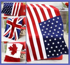 USA UK & Canada Flag of our Nation Soft and Absorbent Large Cotton Beach Towel image 1