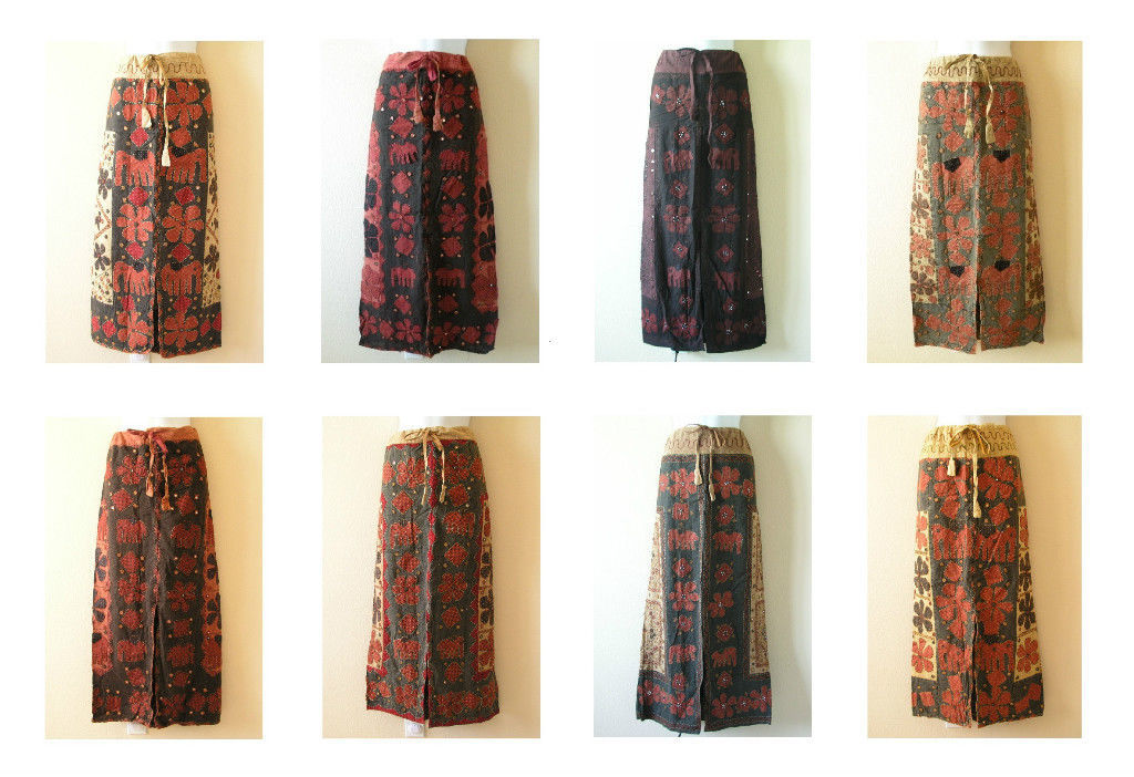 Gothic Hippie Bohemian Renaissance Heavily Embroidered Long Skirt - M & L