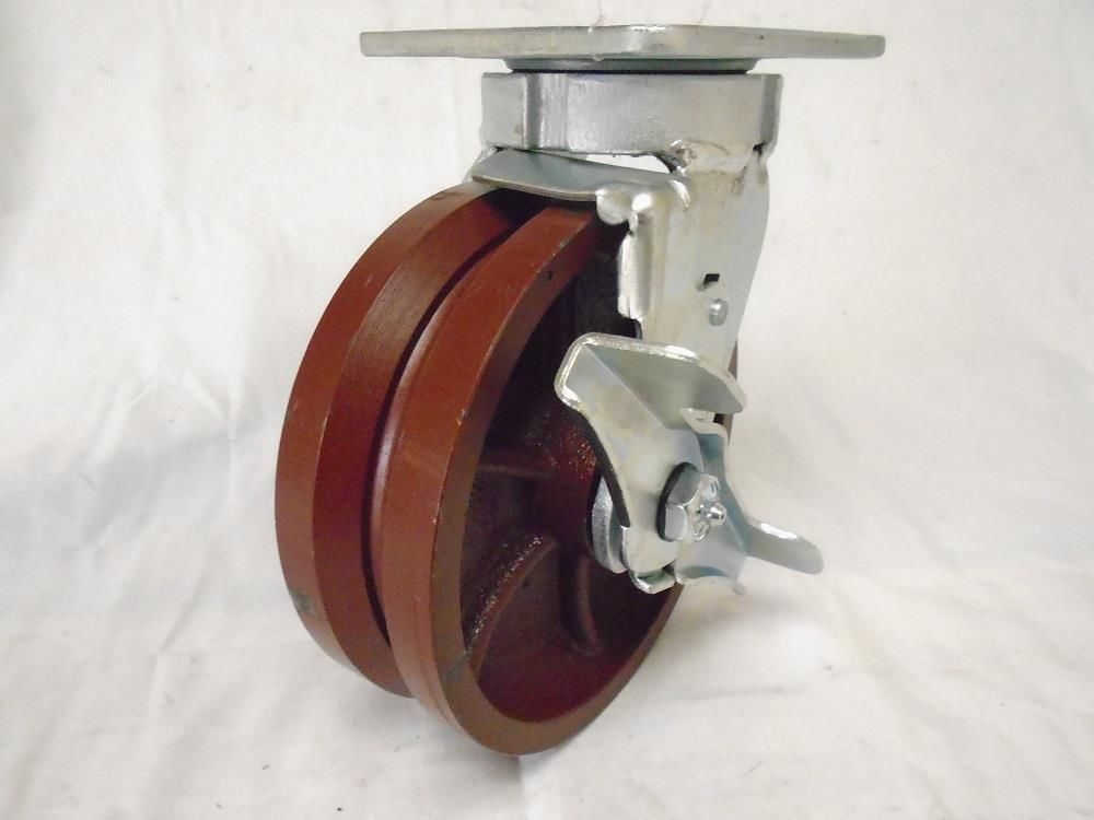 6" x 2" Swivel Casters Kingpinless Steel Wheel Brk & Rigid 1200lb Tool Box 