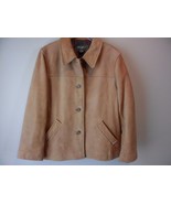 Eddie Bauer Leather Tan Leather Coat Women&#39;s Size XL Button down - $58.75