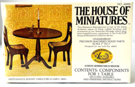 House of Miniatures 1977 Kit #40005 1:12 Hepplewhite Round Table Cir Ear... - $22.24