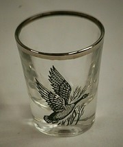 Vintage Canada Goose Whiskey Shot Glass by Federal Glass Silver Rim Bar ... - $9.89