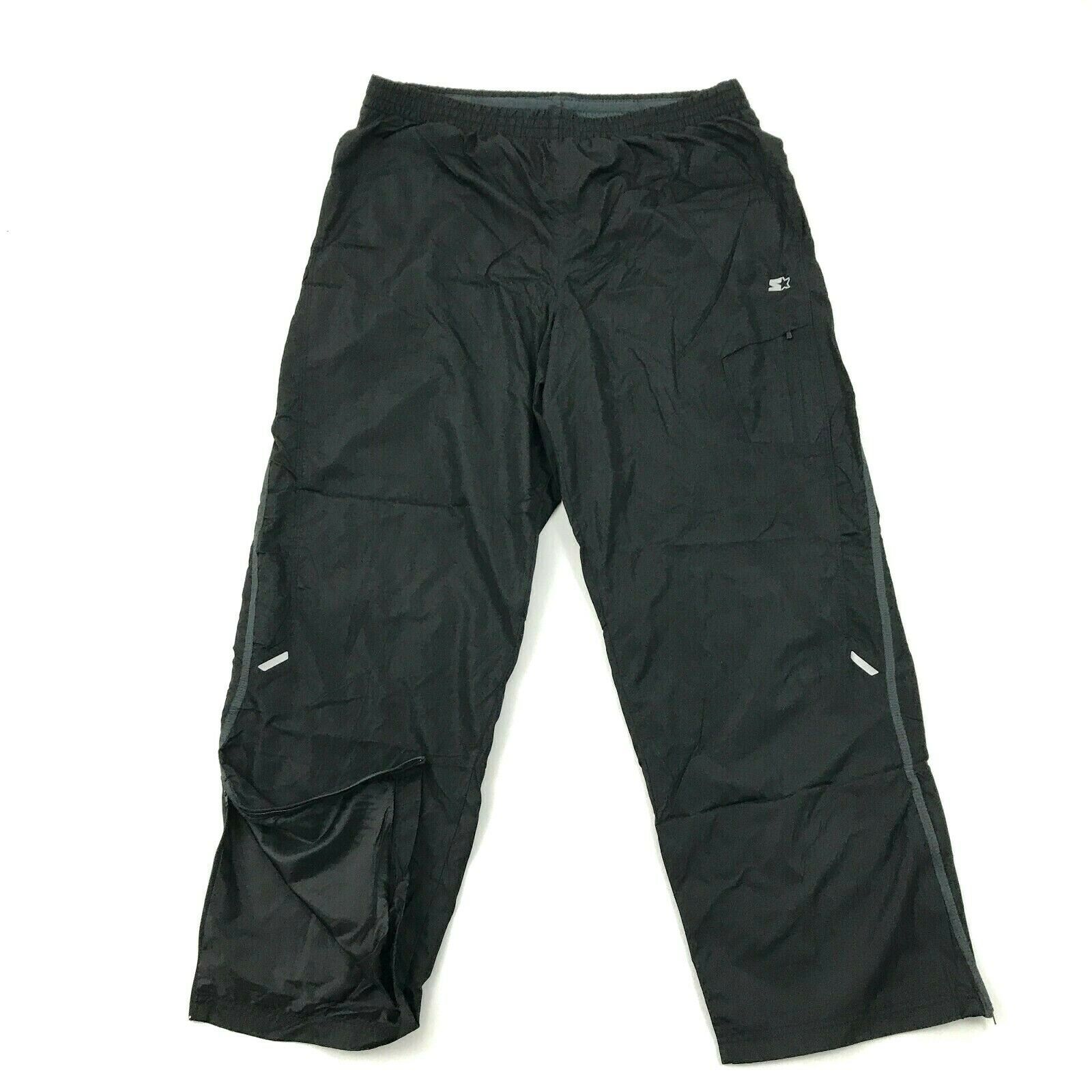 Starter Running Pants Size L 36 - 38 Mesh Lined Reflective Pant Zip ...