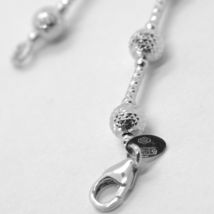 18K WHITE GOLD CHAIN FINELY WORKED 5 MM BALL SPHERES AND TUBE LINK, 15.8 INCHES image 7