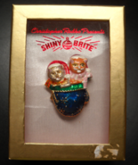Christopher Radko Shiny Brite Pin 2 Kittens in Santa Caps in Blue Mitten... - $14.99