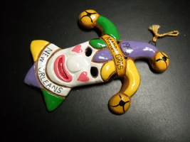 New Orleans Mardi Gras Christmas Ornament 1996 Jester Fool in White Face  - $5.99