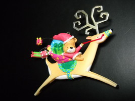 Carlton Cards Heirloom Ornament 2002 Bear Mail Whimsical Reindeer Metal Antlers - $10.99