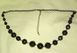 Vintage Black Glass Bead Necklace - $15.00