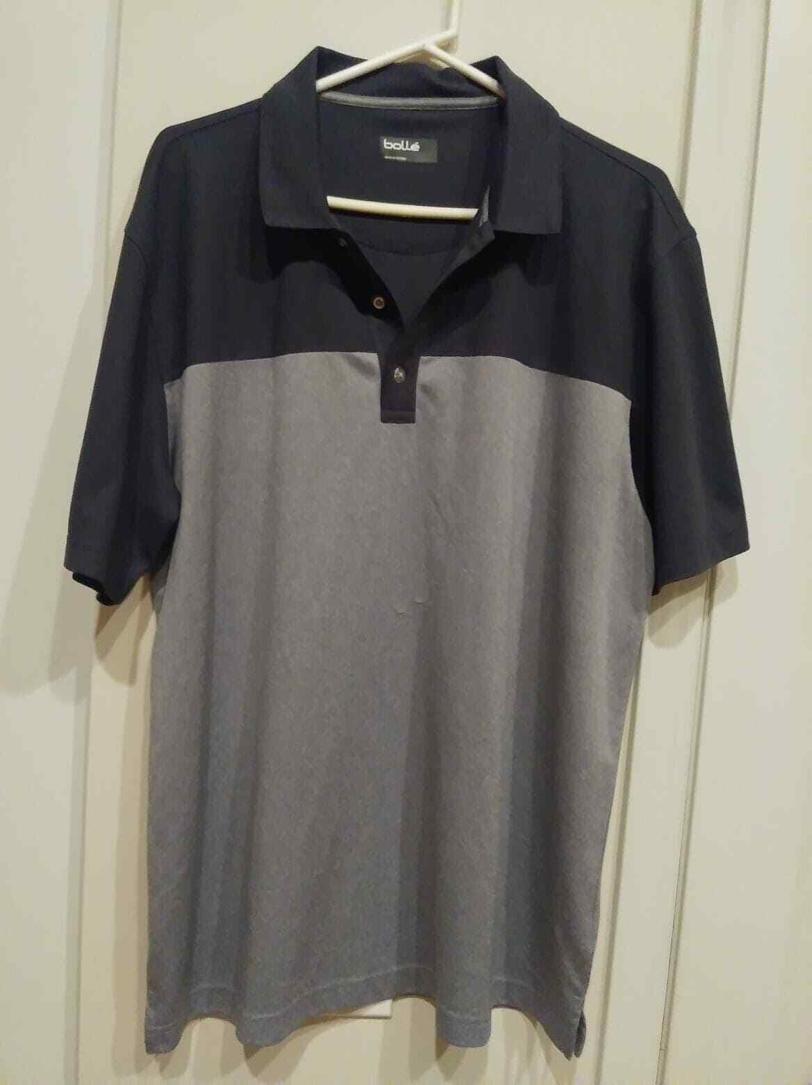 Men's Bolle Breathable Fabric Golf Polo Shirt Two Tone Gray XL - T ...