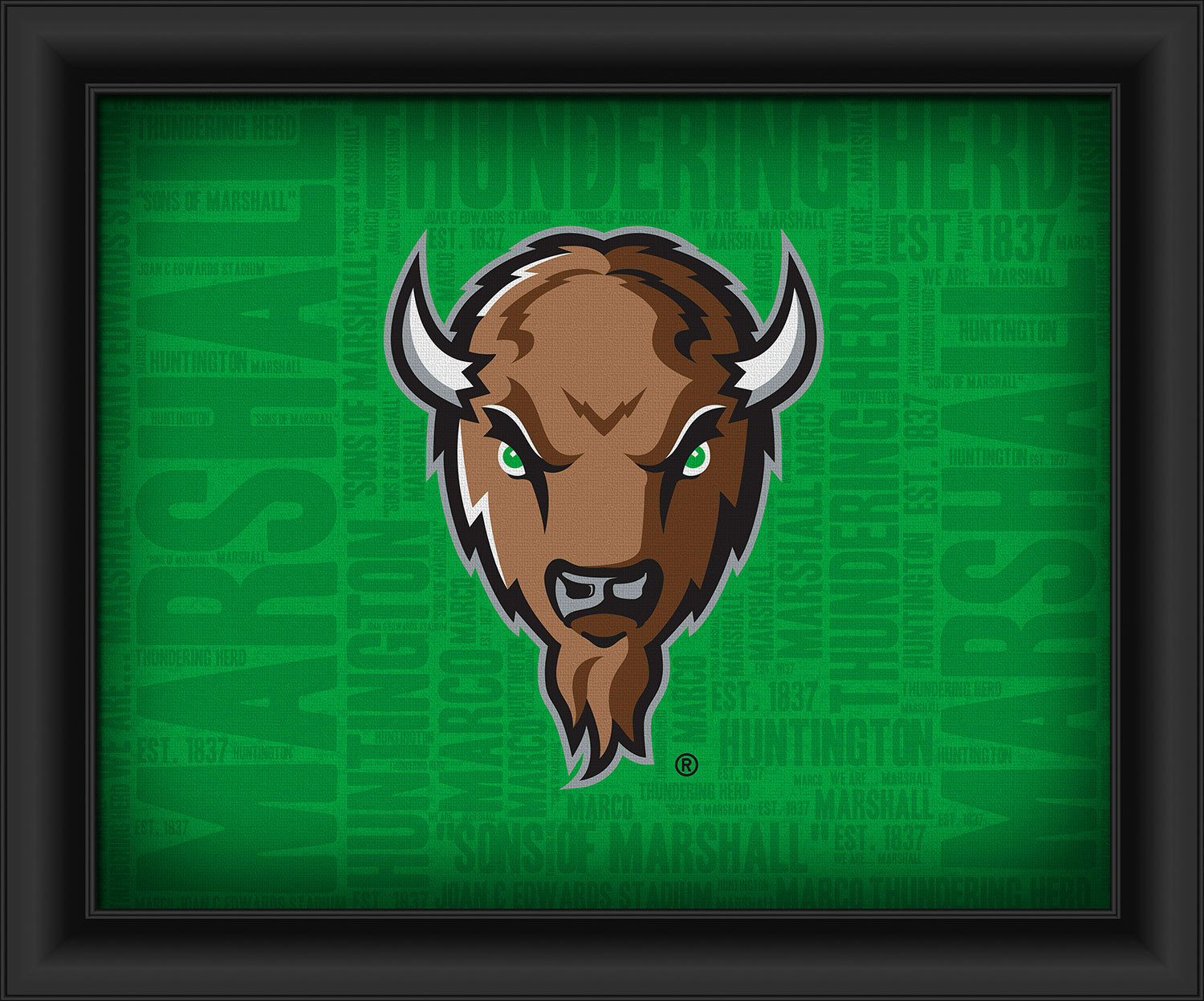 Marshall University "College Logo Plus Word Clouds" - 15 x 18 Framed