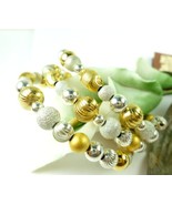 Sterling Silver Gold Two Tone Beaded Coil Bracelet Memory Wire  - $68.00