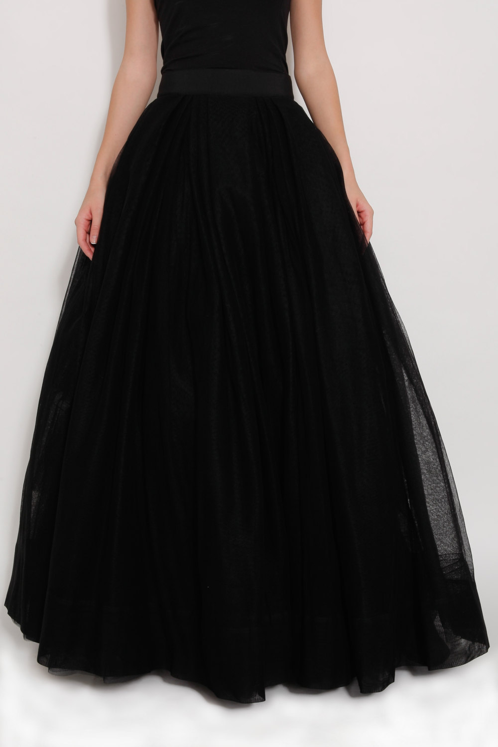 Black Tulle Full Length Bridesmaid Wedding Gown Long Skirt - Skirts