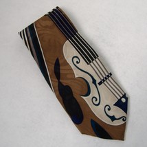 Upbeat Roffe Mens Neckwear Tie 100% Silk Brown Tan Black Music Instrumen... - $20.00