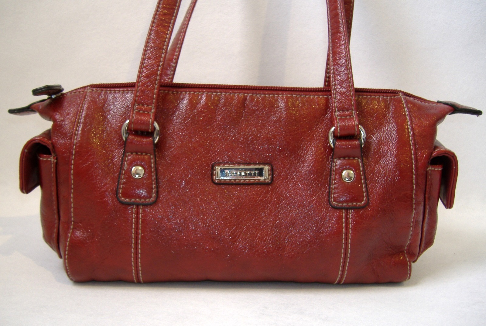 Burgundy Red Rosetti Soft Faux Leather Purse Baguette Handbag Tote ...
