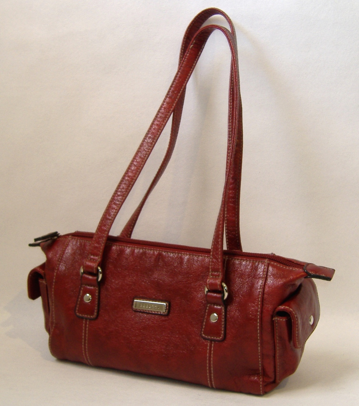 Burgundy Red Rosetti Soft Faux Leather Purse Baguette Handbag Tote