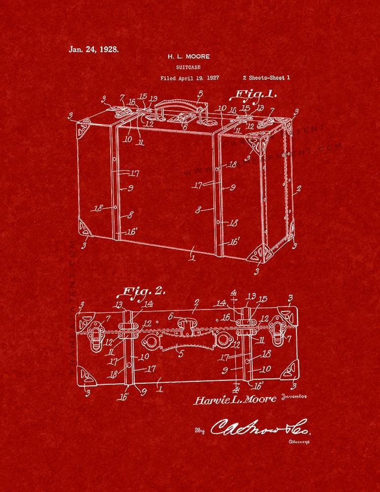Frame A Patent - Suitcase patent print - burgundy red