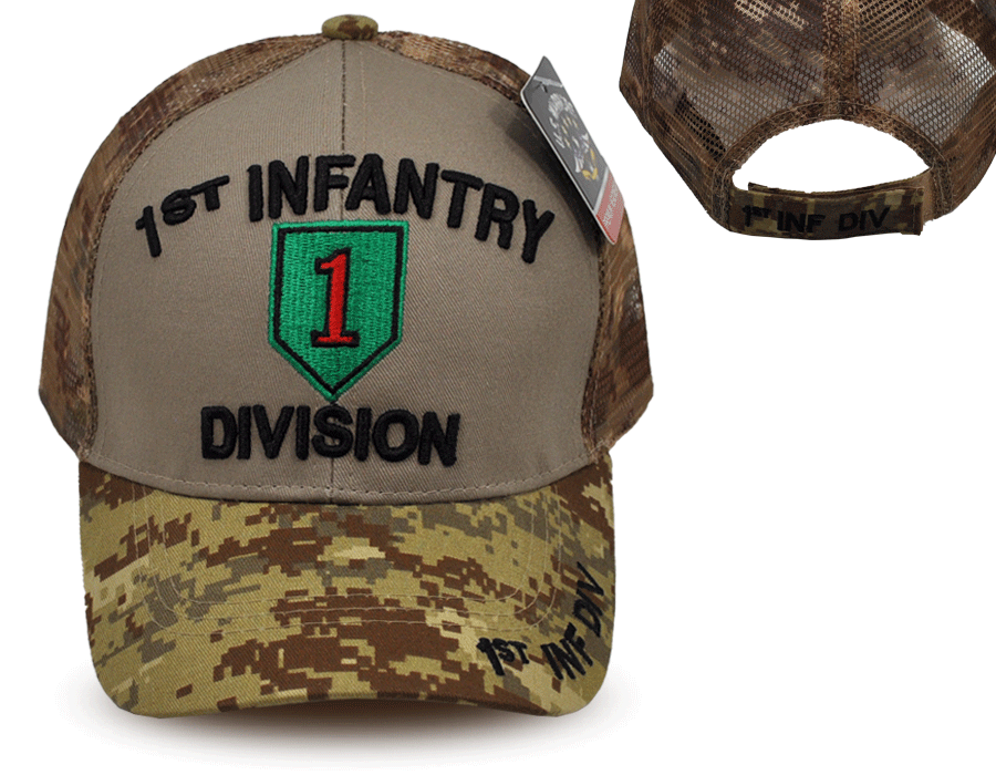 1st INFANTRY DIVISION BIG RED ONE MESH BACK US ARMY MILITARY CAP HAT ...