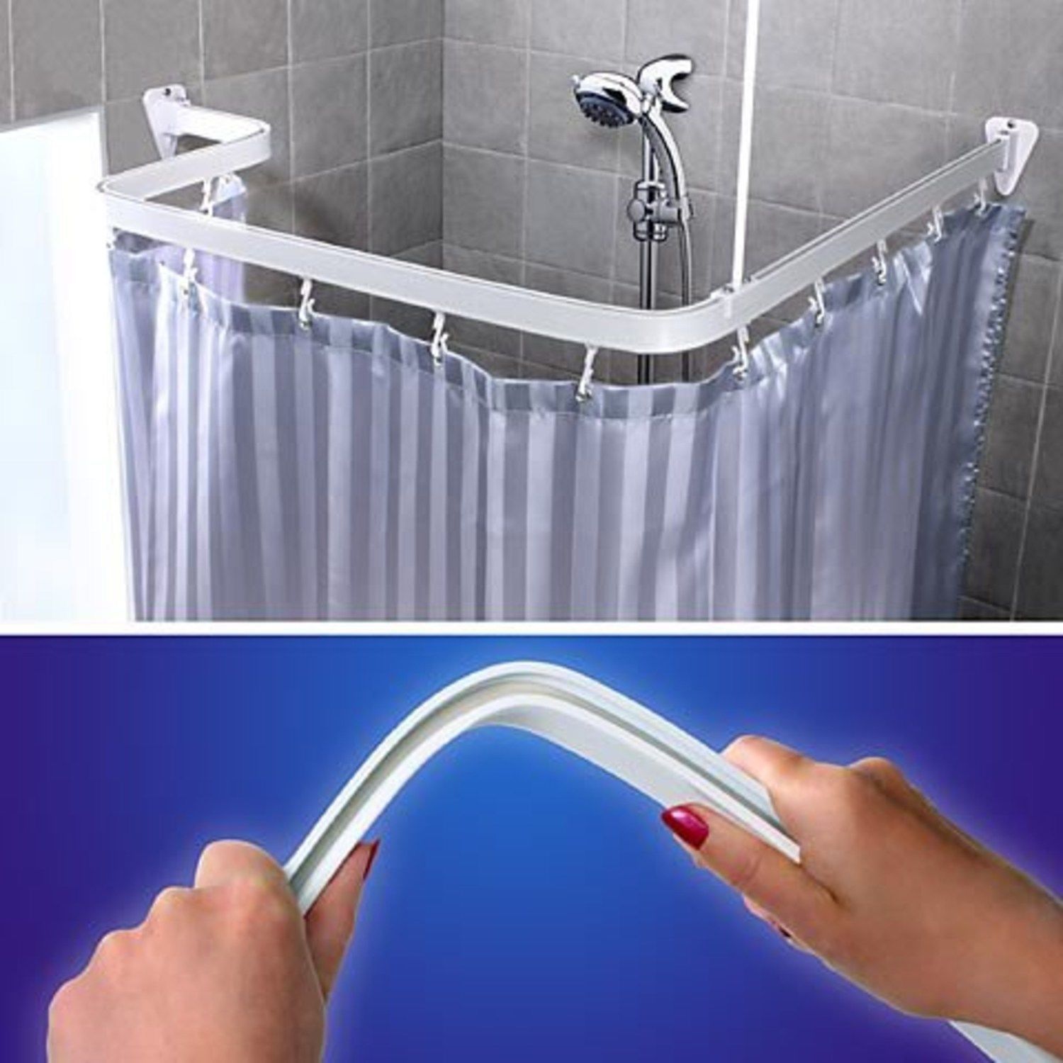 Bendable Shower Curtain Rod Curve Arch Custom Corner Half ...