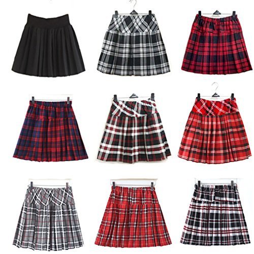 Primary image for Genetic Women`s Plaid School Uniforms Elasticated Pleated Skirt 14 Colors 2 S...
