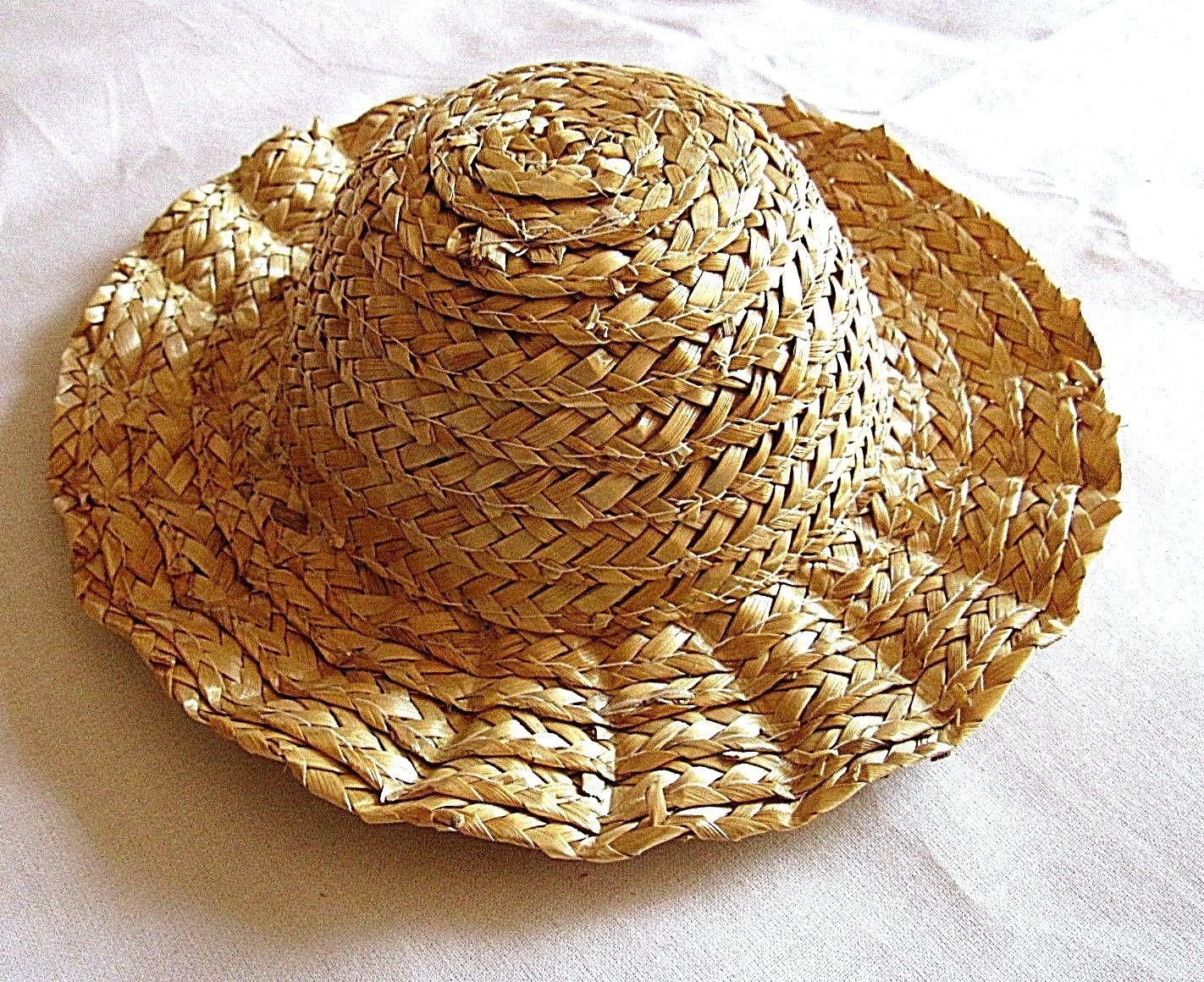Straw Doll Hat Sun For 18" Doll 11" Inside Circumference Lot of 4 DIY