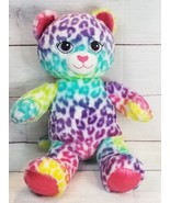Build a Bear Rainbow Plush Cat 17&quot; Cheetah Print Satin Lisa Frank Inspir... - $15.79