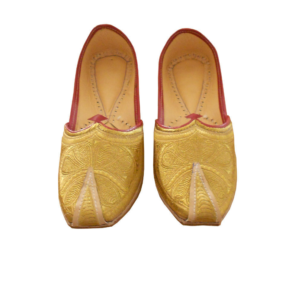 Men Shoes Indian Handmade Leather Loafers Traditional Golden Wedding