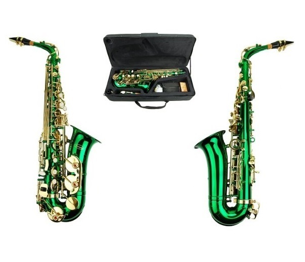 Merano Eb Green Alto Saxophone with Case with Extra Box of 10 Reeds