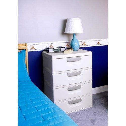 Heavy Duty Plastic Storage Dresser 4Drawer Dorm Bedroom Shoe