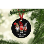 VALENTINE DAY GNOMES PERSONALIZED METAL ORNAMENT GIFT TAG CUSTOM YOUR TE... - $9.85