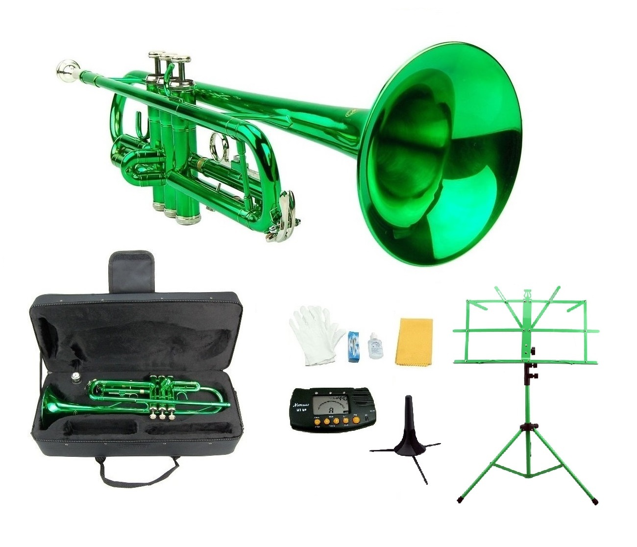 Green Trumpet W/ Case+Mouth Piece+Oil+Metro and 50 similar items