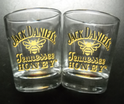 Jack Daniels Shot Glasses Tennesse Honey Set Of Two Clear Glass With Hon... - $13.99