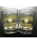 Jack Daniels Shot Glasses Tennesse Honey Set Of Two Clear Glass With Hon... - $13.99